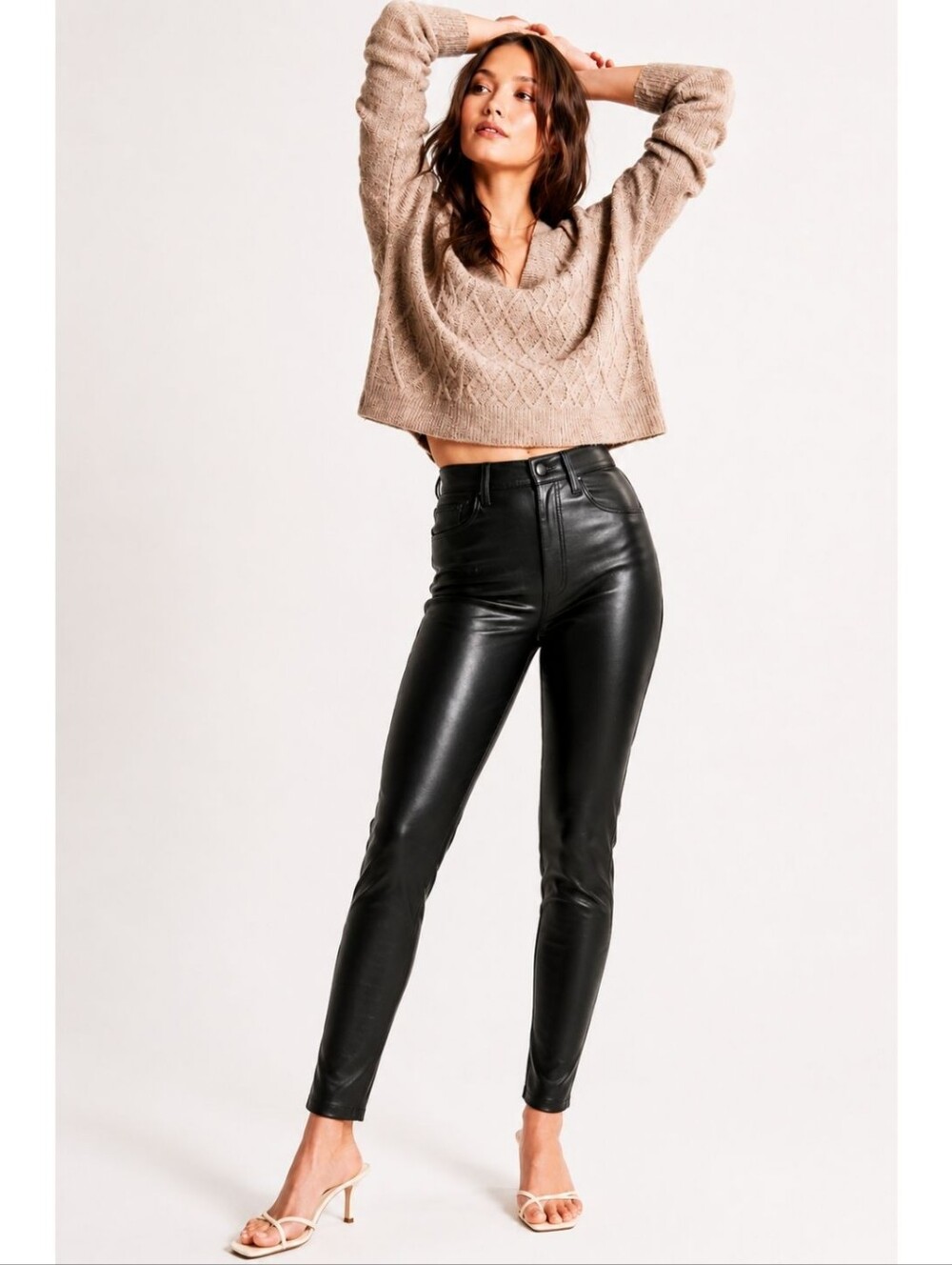 Abercrombie & Fitch The Skinny High Rise Faux Leather Pants Black Long Tall